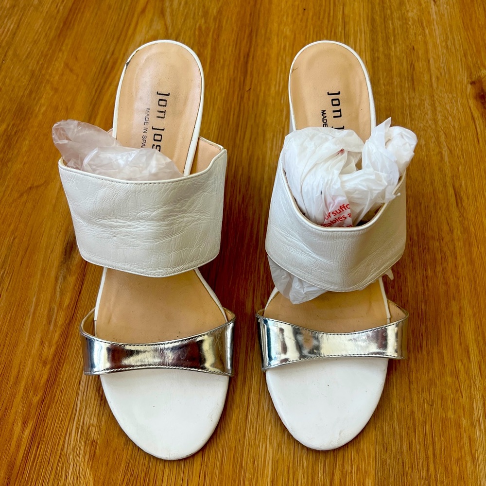White Block Heels, Sandal Strapped, Made in Spain